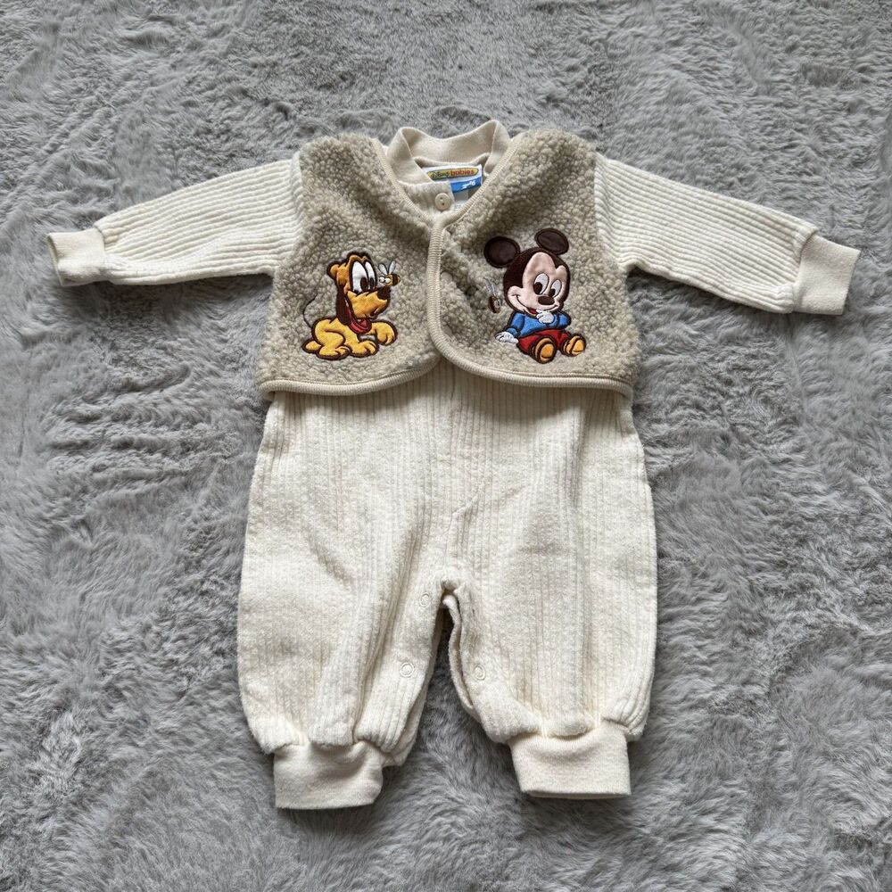 DISNEY BABIES MICKEY MOUSE BABY FLEECE COVERALL BODY ONE PIECE SUIT 6-9 MONTHS